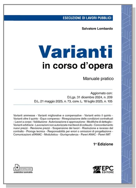 Varianti in corso d'opera - Manuale pratico, EPC Editore, ottobre 2025, Lombardo Salvatore