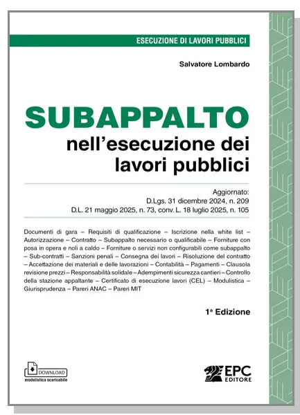 SUBAPPALTO nell'esecuzione dei lavori pubblici, EPC Editore, febbraio 2026, Lombardo Salvatore